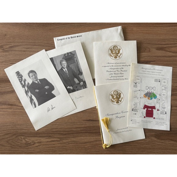 Other - 1993 Clinton Gore Congressional Inauguration Invitation Program Portraits Map